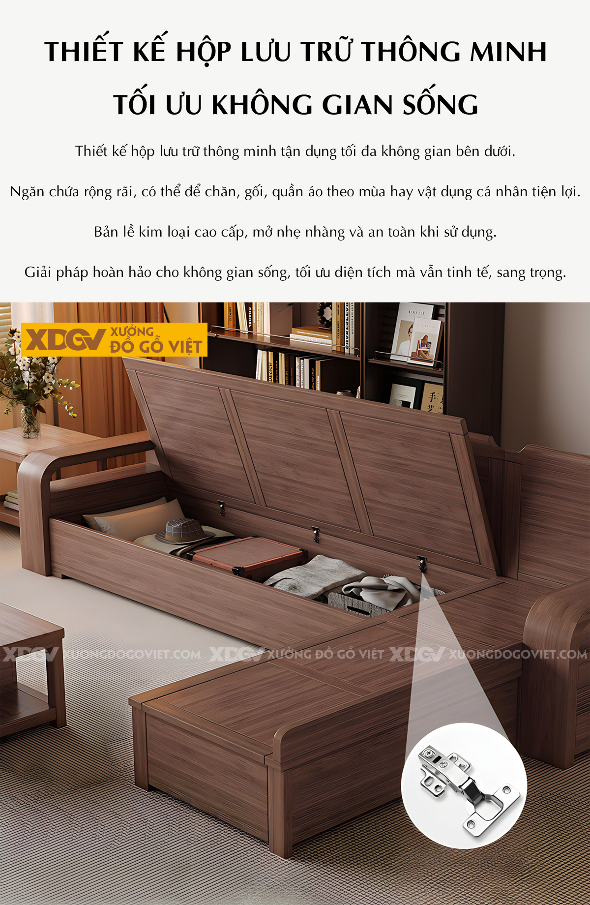 Mẫu Sofa Góc L Gỗ Óc Chó Hiện Đại Họa Tiết Kẻ Rãnh Tinh Tế