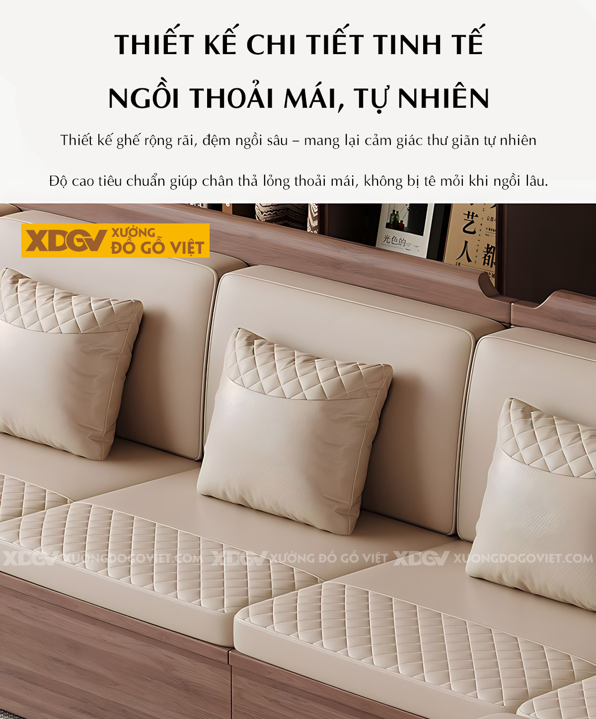 Mẫu Sofa Góc L Gỗ Óc Chó Hiện Đại Họa Tiết Kẻ Rãnh Tinh Tế