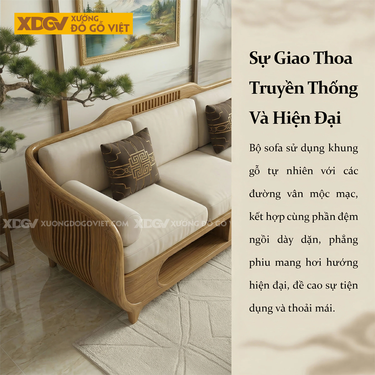 Mẫu Sofa Hiện Đại Gõ Đỏ Phối Ngăn kéo Khung Uốn Uyển Chuyển