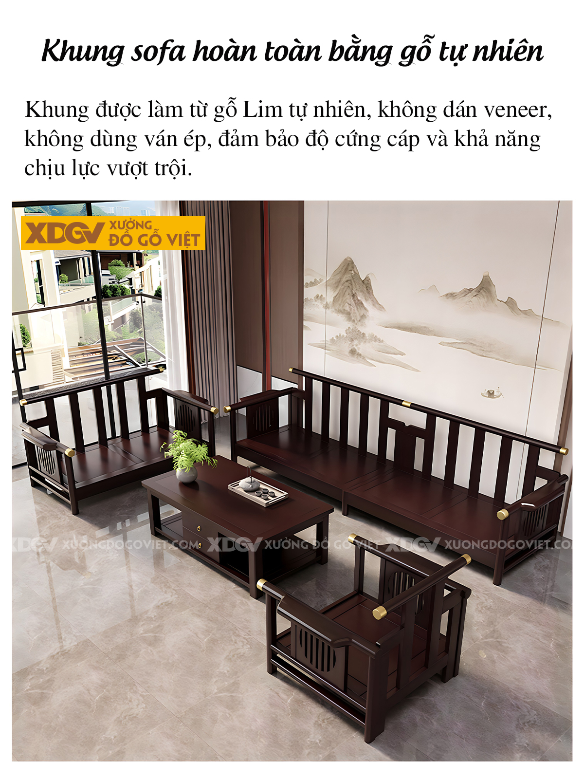 Mẫu Sofa Lim Thịt Tân Cổ Điển Á Đông Bọc Nệm Dày Cao Cấp
