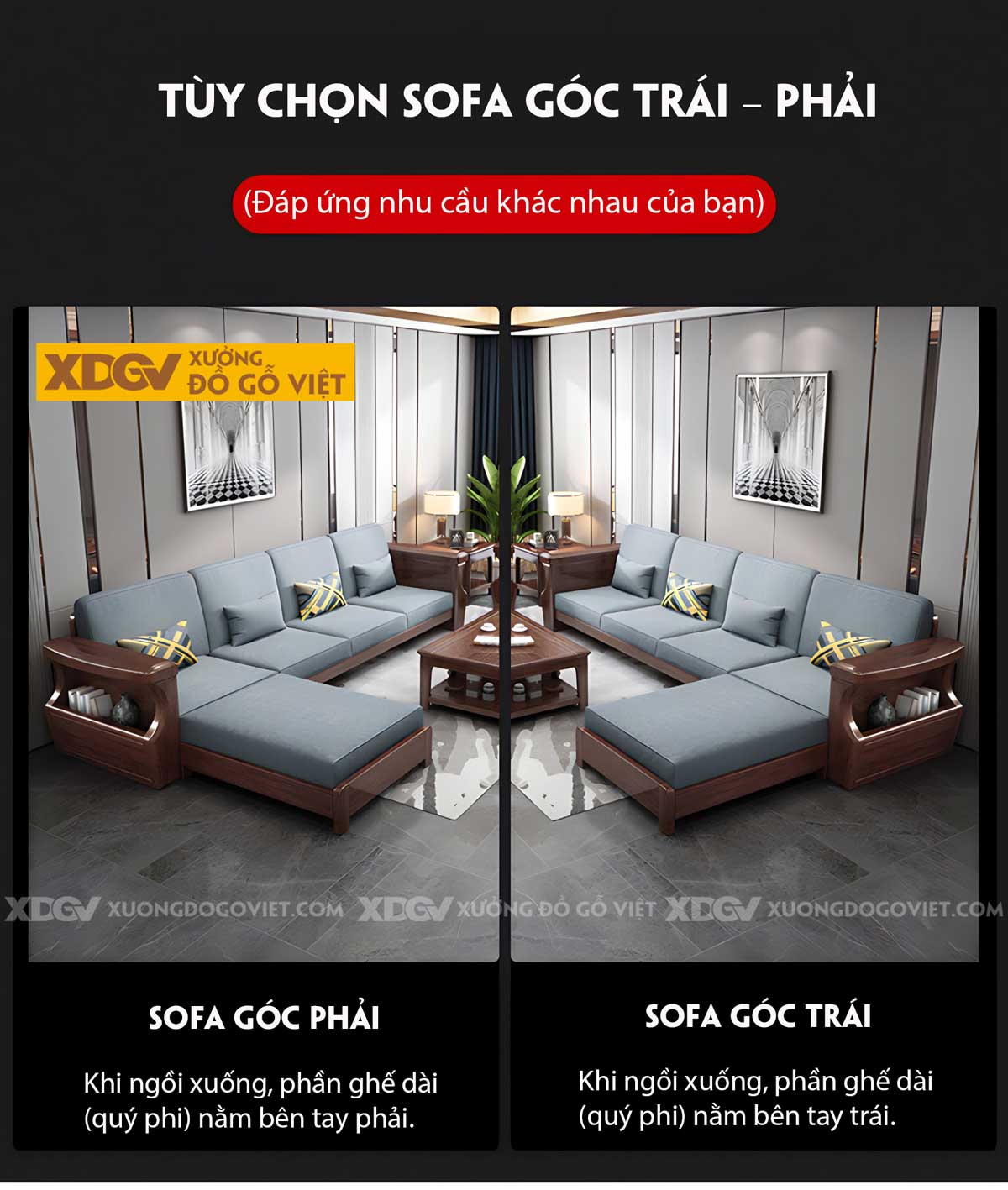 Mẫu Sofa Sồi Thịt Hiện Đại Tay Bề Thế Tích Hợp Hộc Để Đồ