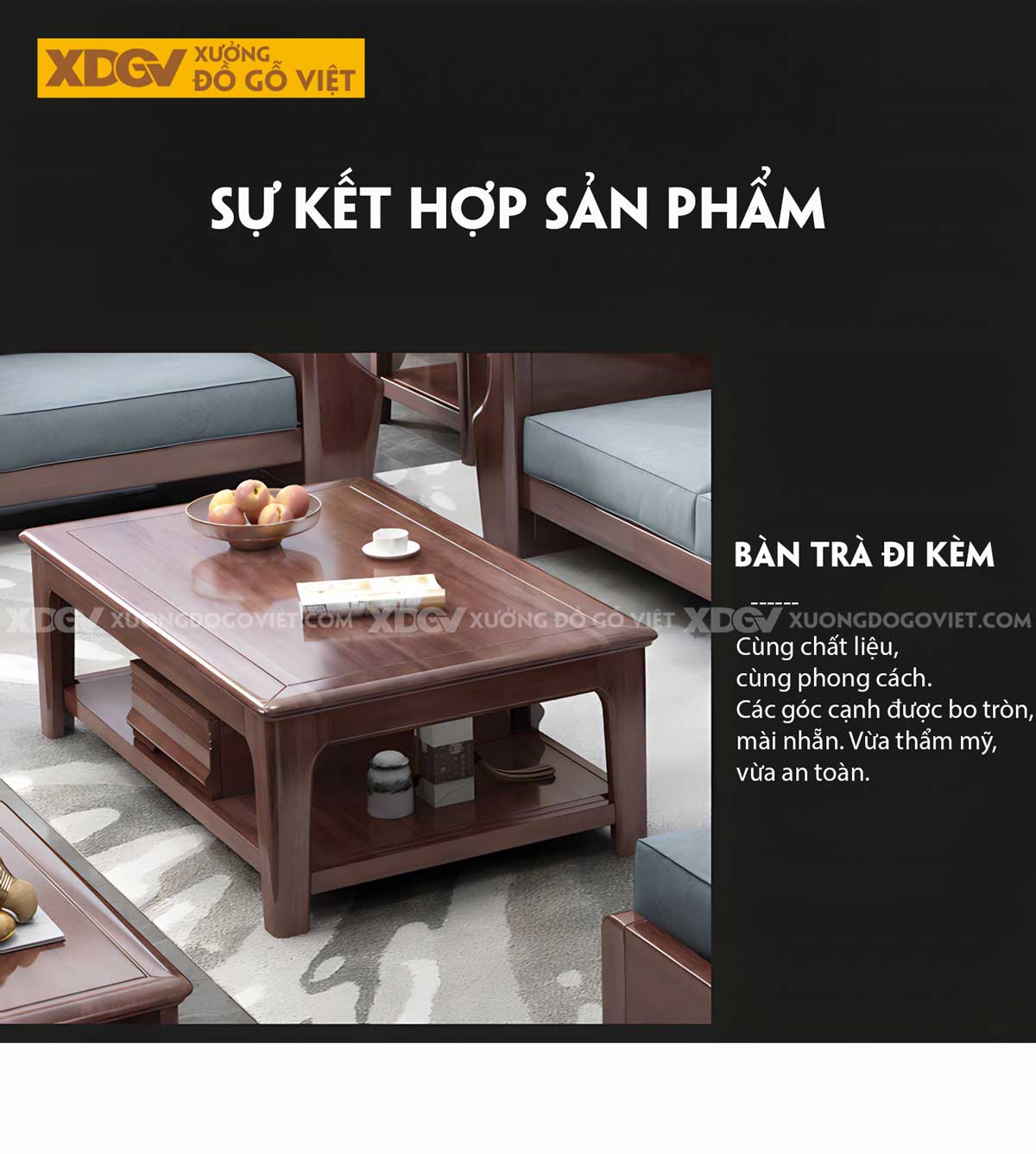 Mẫu Sofa Sồi Thịt Hiện Đại Tay Bề Thế Tích Hợp Hộc Để Đồ