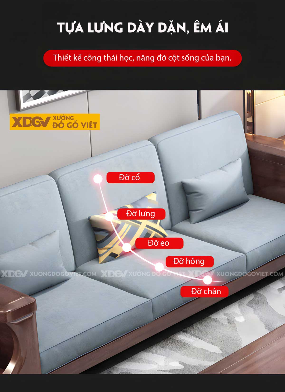 Mẫu Sofa Sồi Thịt Hiện Đại Tay Bề Thế Tích Hợp Hộc Để Đồ