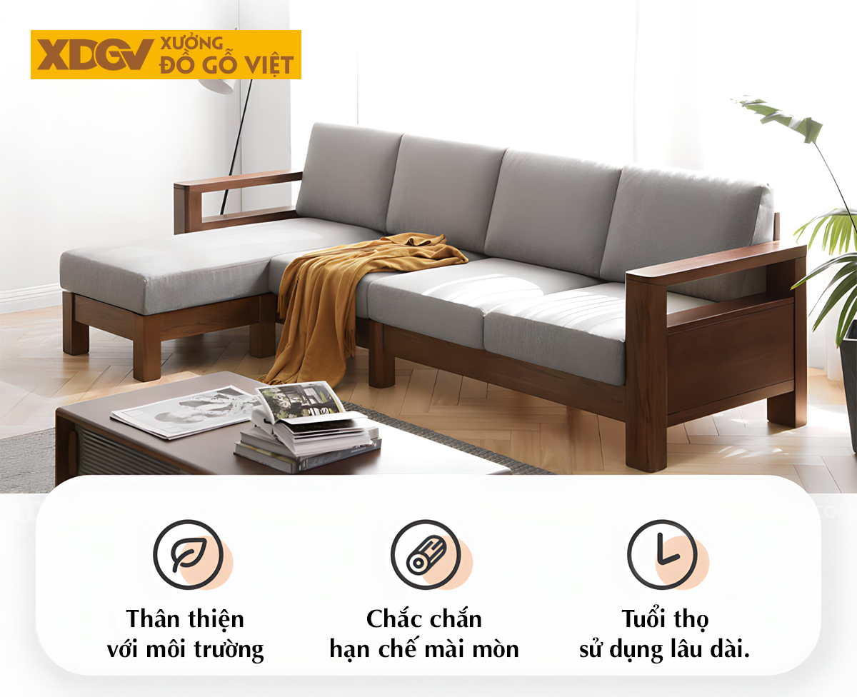 Mẫu Sofa Thư Giản Khung Gỗ Sồi Bọc Nệm Êm Dày Cao Cấp