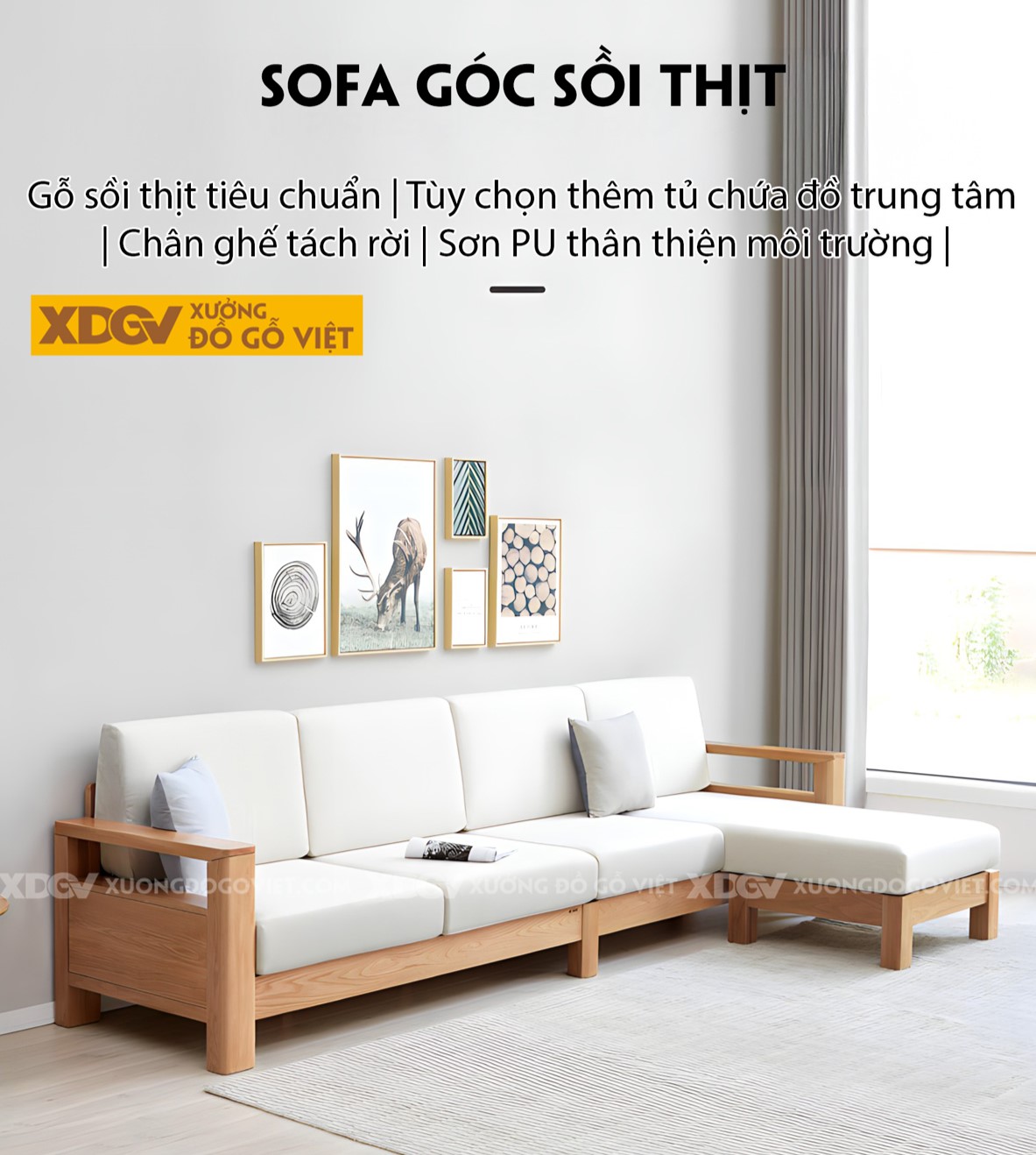 Mẫu Sofa Thư Giản Khung Gỗ Sồi Bọc Nệm Êm Dày Cao Cấp