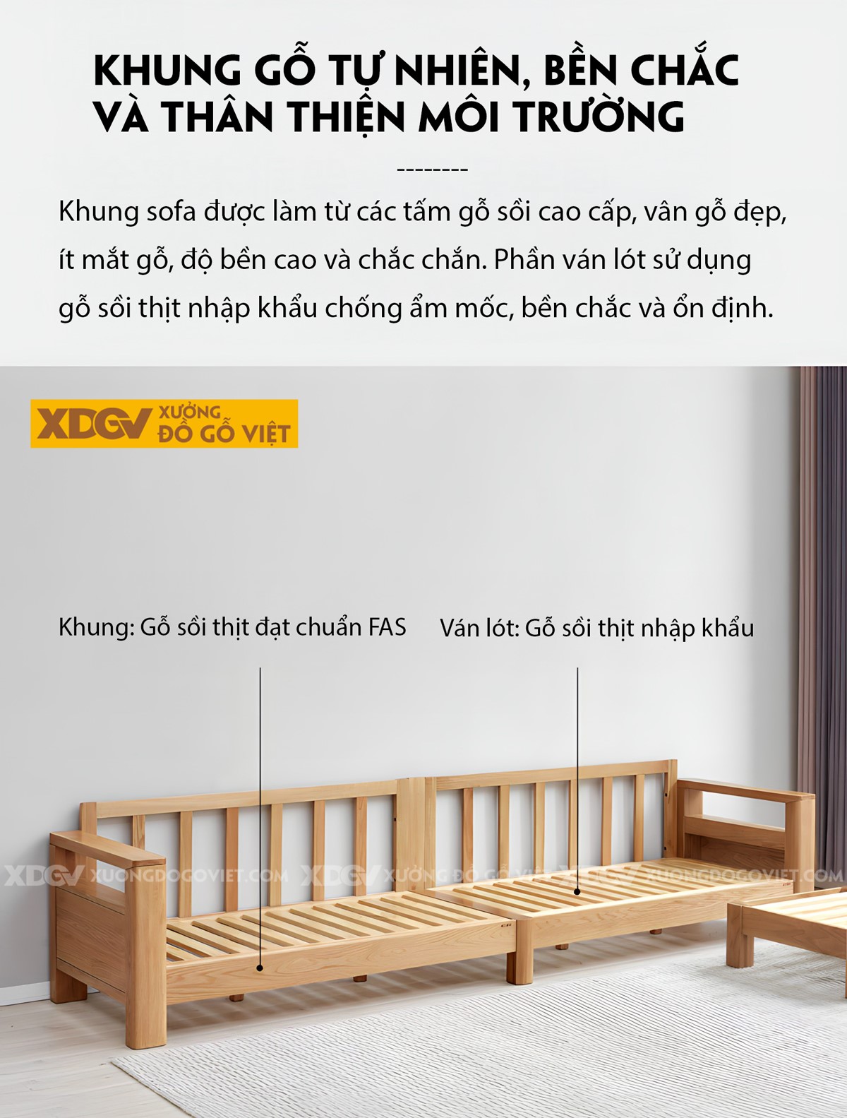 Mẫu Sofa Thư Giản Khung Gỗ Sồi Bọc Nệm Êm Dày Cao Cấp