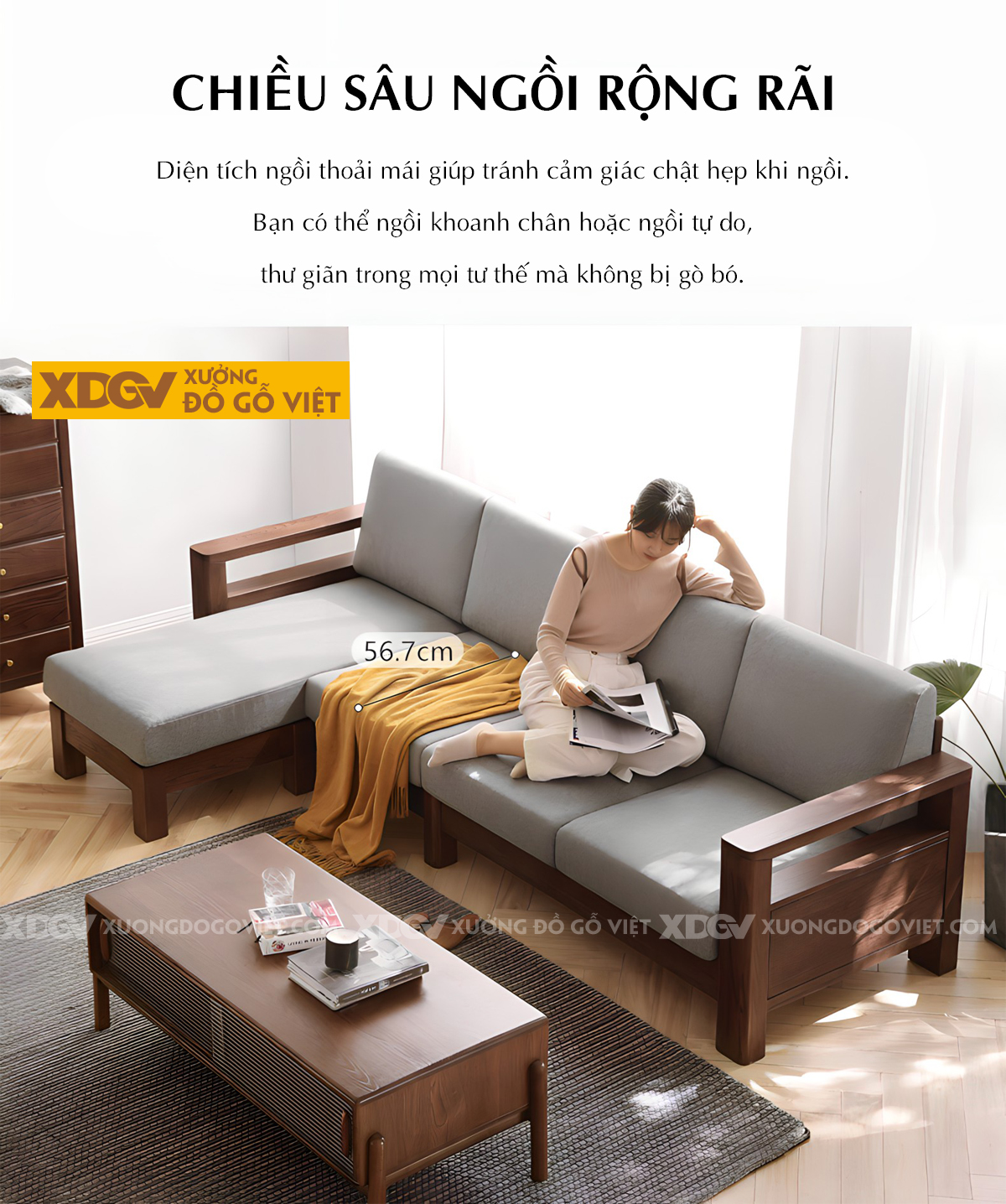 Mẫu Sofa Thư Giản Khung Gỗ Sồi Bọc Nệm Êm Dày Cao Cấp