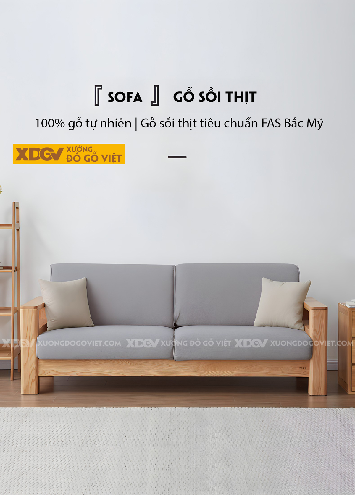 Mẫu Sofa Thư Giản Khung Gỗ Sồi Bọc Nệm Êm Dày Cao Cấp