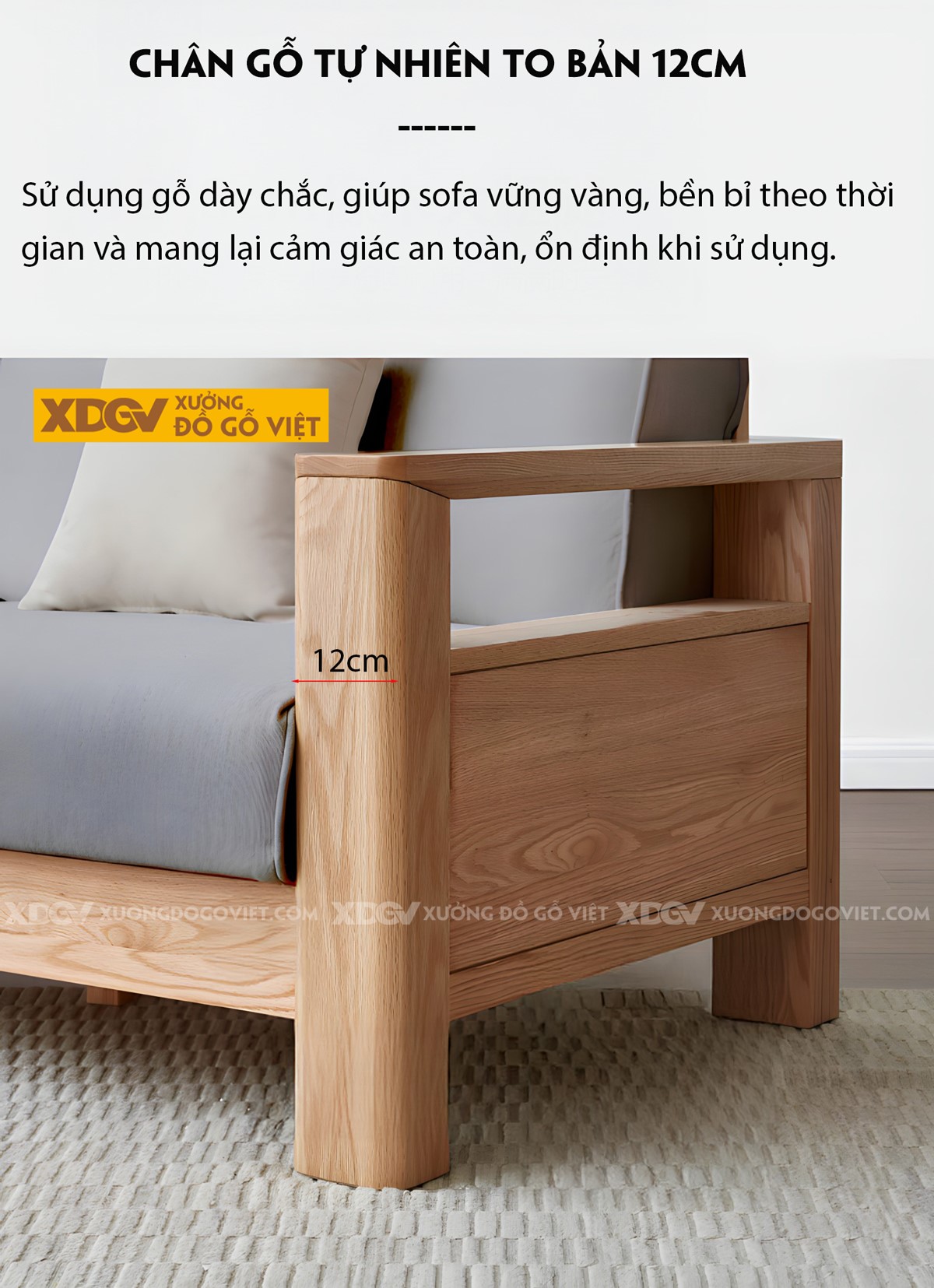 Mẫu Sofa Thư Giản Khung Gỗ Sồi Bọc Nệm Êm Dày Cao Cấp