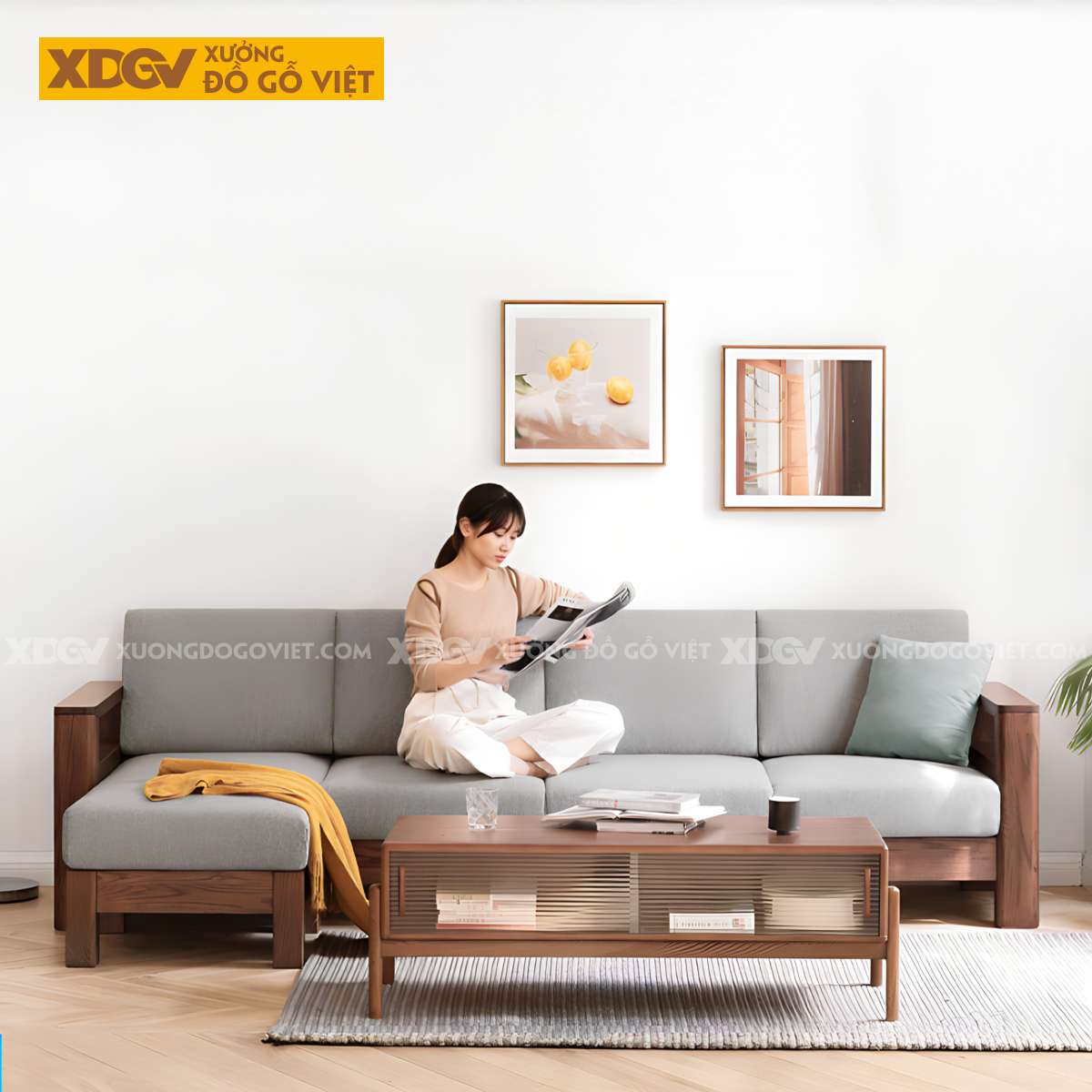 Mẫu Sofa Thư Giản Khung Gỗ Sồi Bọc Nệm Êm Dày Cao Cấp
