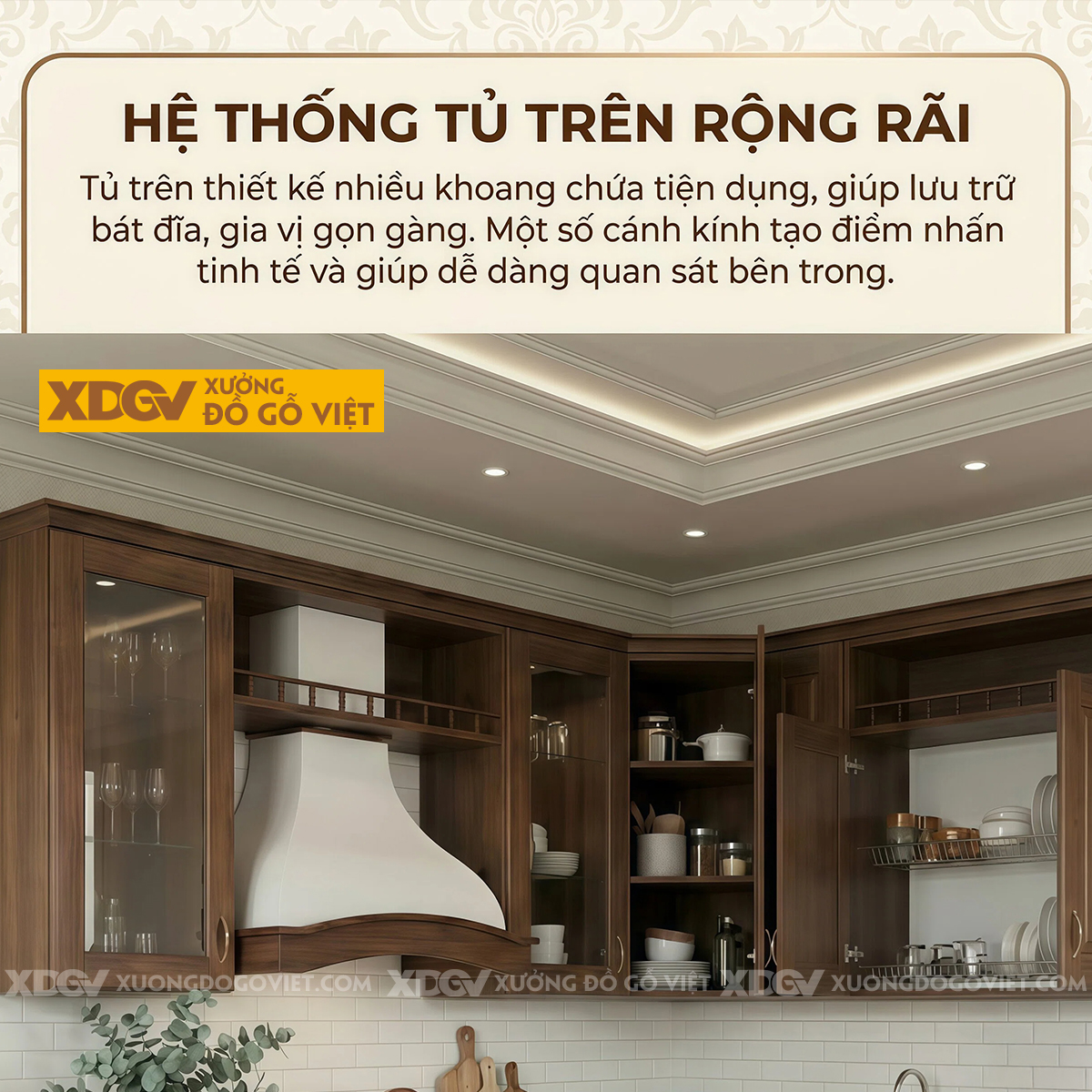 Mẫu Tủ Bếp Óc Chó Kiểu L Cho Không Gian Nhỏ Nhiều Ngăn Đựng