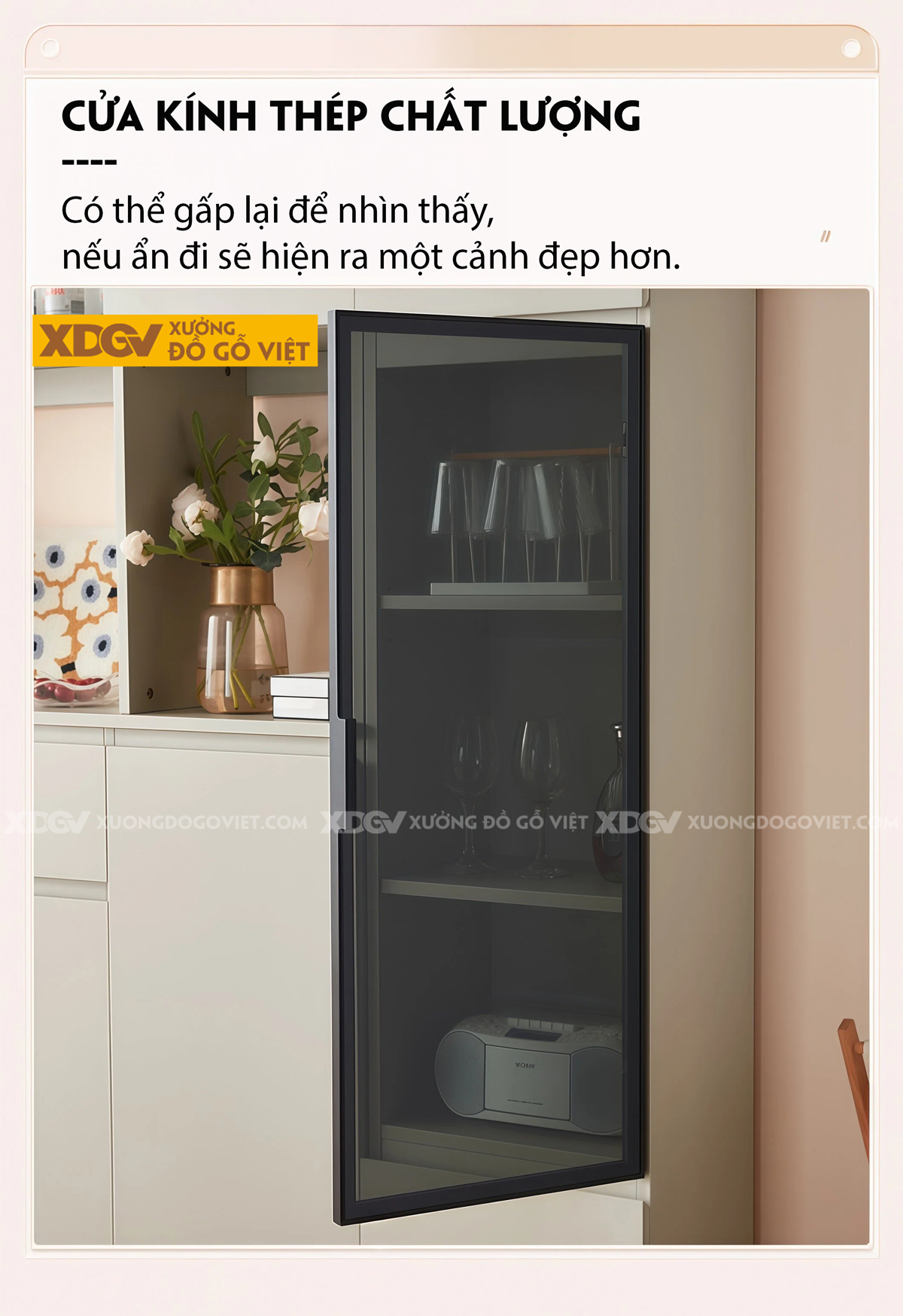 Mẫu Tủ Chén Bát Nhà Bếp Gỗ MDF Lưu Trữ Lớn Tối Ưu Diện Tích