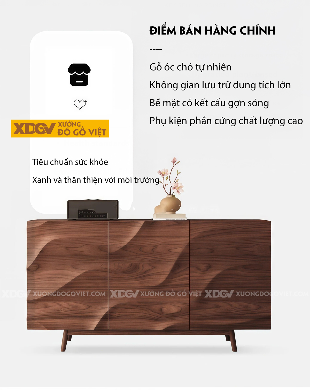 Mẫu Tủ Chén Bát Nhà Bếp Gỗ Óc Chó Thiết Kế Gợn Sóng Đẹp Mắt