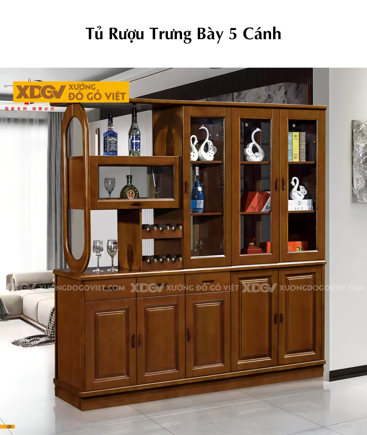 Mẫu Tủ Để Rượu Gỗ Cao Su Hiện Đại Đa Năng Tủ Kính Sang Trọng