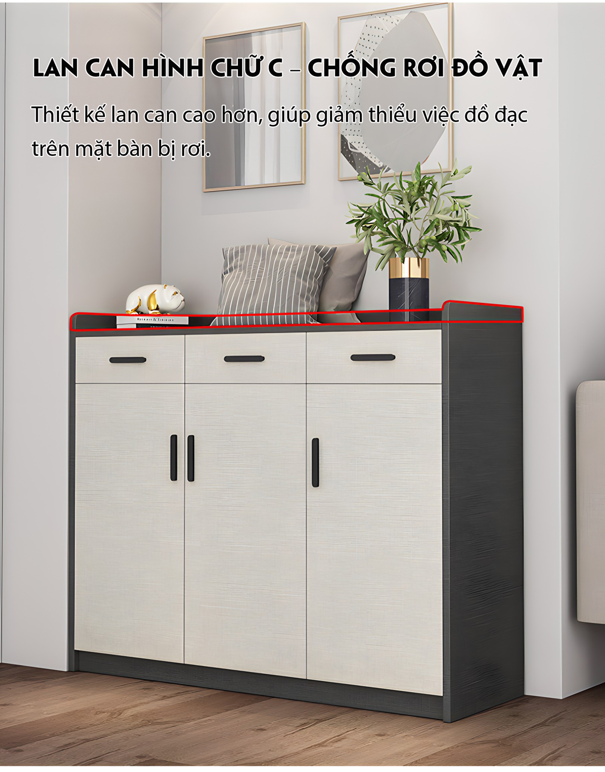 Mẫu Tủ Giày Dép MDF Hiện Đại Tối Giản Cho Phòng Khách