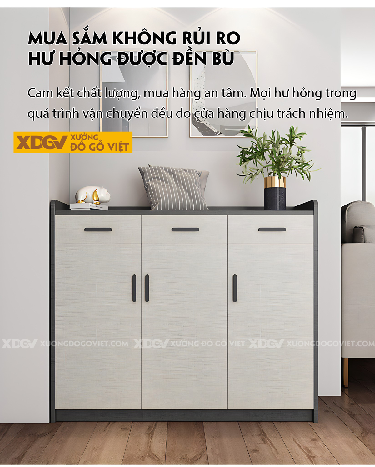 Mẫu Tủ Giày Dép MDF Hiện Đại Tối Giản Cho Phòng Khách