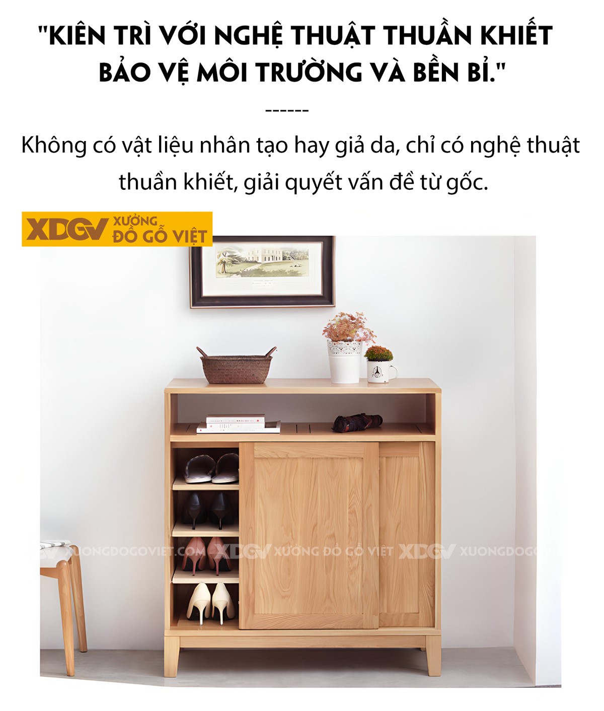 Mẫu Tủ Giày Gỗ Sồi Vân Đẹp Tự Nhiên 2 Cánh Trượt Tiện Lợi