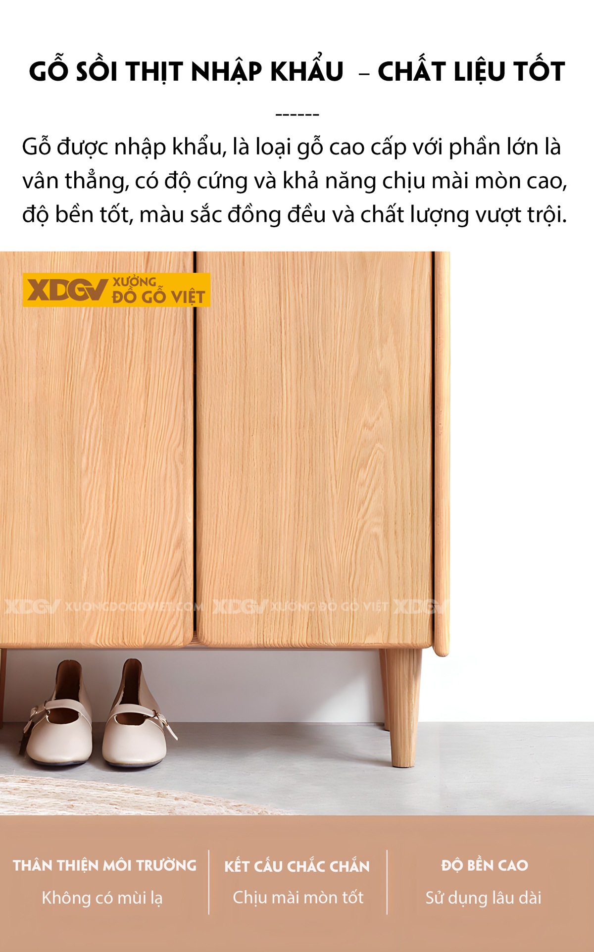 Mẫu Tủ Giày Mini Gỗ Sồi Tự Nhiên 2 Cánh 4 Tầng Có Kệ Trên