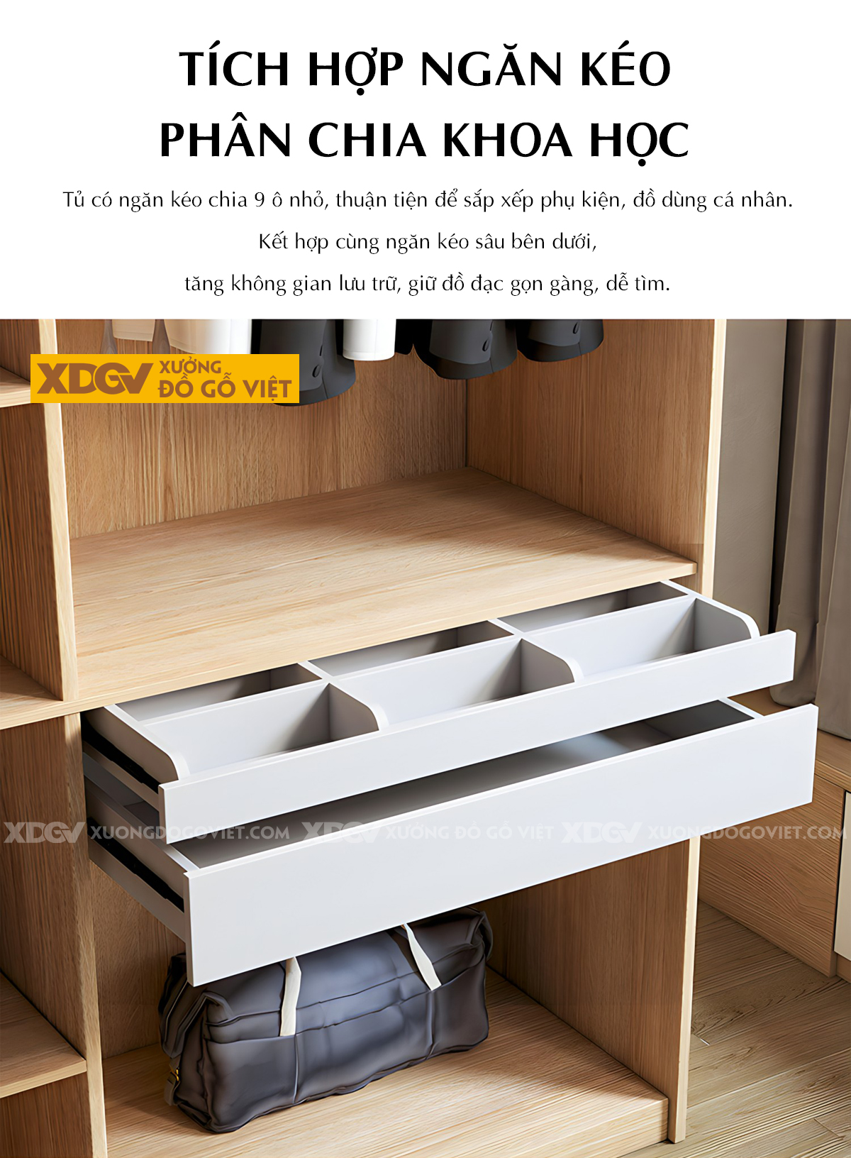 Mẫu Tủ Quần Áo Gỗ Công Nghiệp MDF Cánh 2 Màu Độc Đáo
