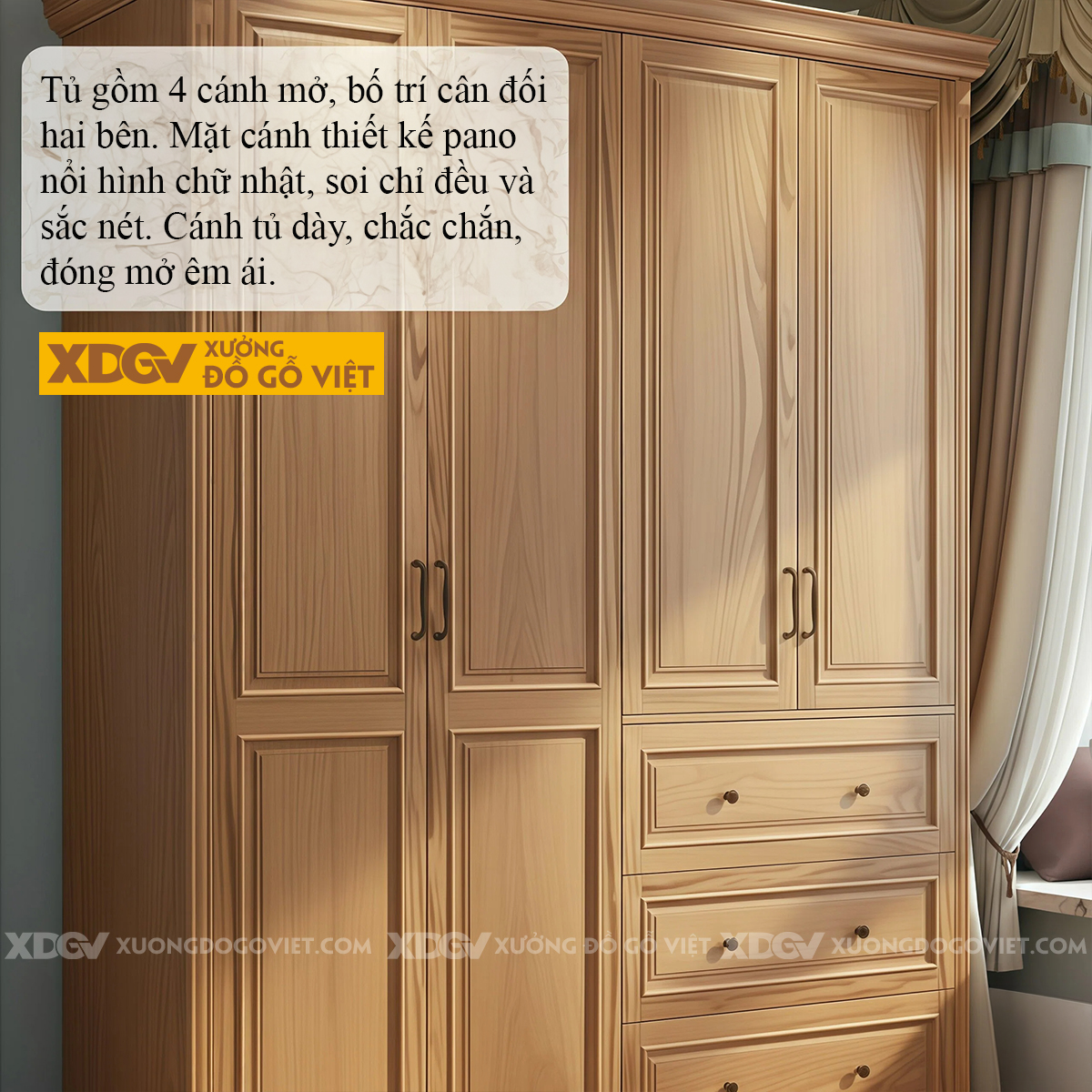 Mẫu Tủ Quần Áo Phòng Ngủ Gỗ Gõ Đỏ Tích Hợp Ngăn Kéo Đa Dạng