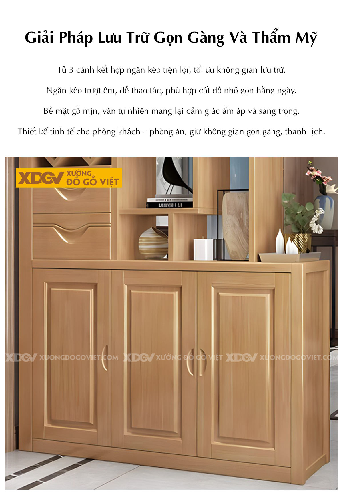 Mẫu Tủ Rượu Gỗ Cao Su Vách Ngăn Kèm Ô Rượu Chéo Hiện Đại