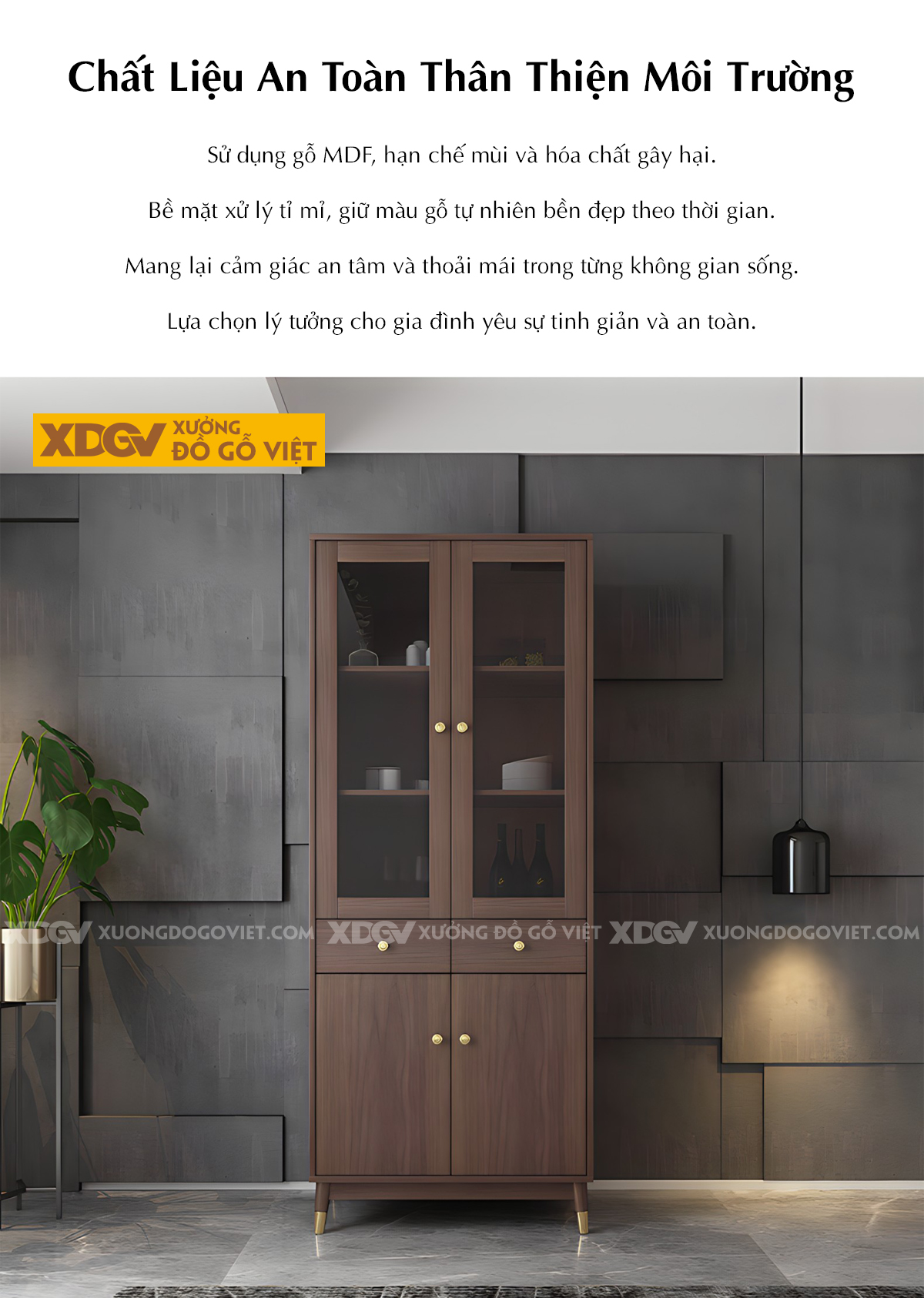 Mẫu Tủ Rượu MDF Phòng Khách Hiện Đại Đa Tầng Kèm Tủ Ngăn Kéo