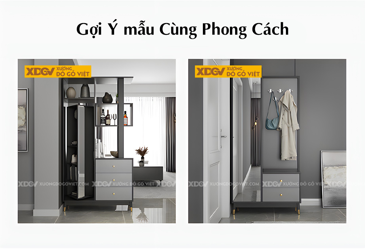 Mẫu Tủ Rượu MDF Phòng Khách Hiện Đại Đa Tầng Kèm Tủ Ngăn Kéo