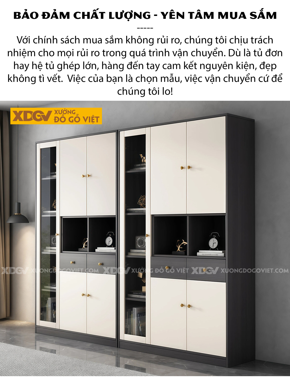 Mẫu Tủ Sách Hiện Đại MDF Thiết Kế Kệ Ẩn Đóng Mở Thông Minh