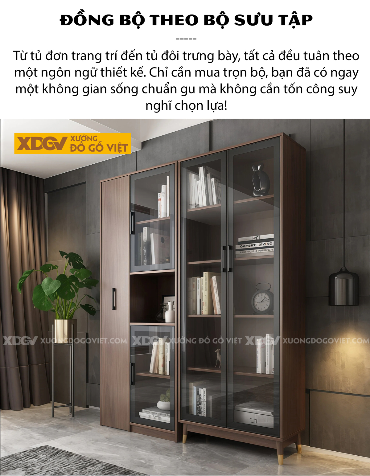 Mẫu Tủ Sách Hiện Đại MDF Thiết Kế Kệ Ẩn Đóng Mở Thông Minh
