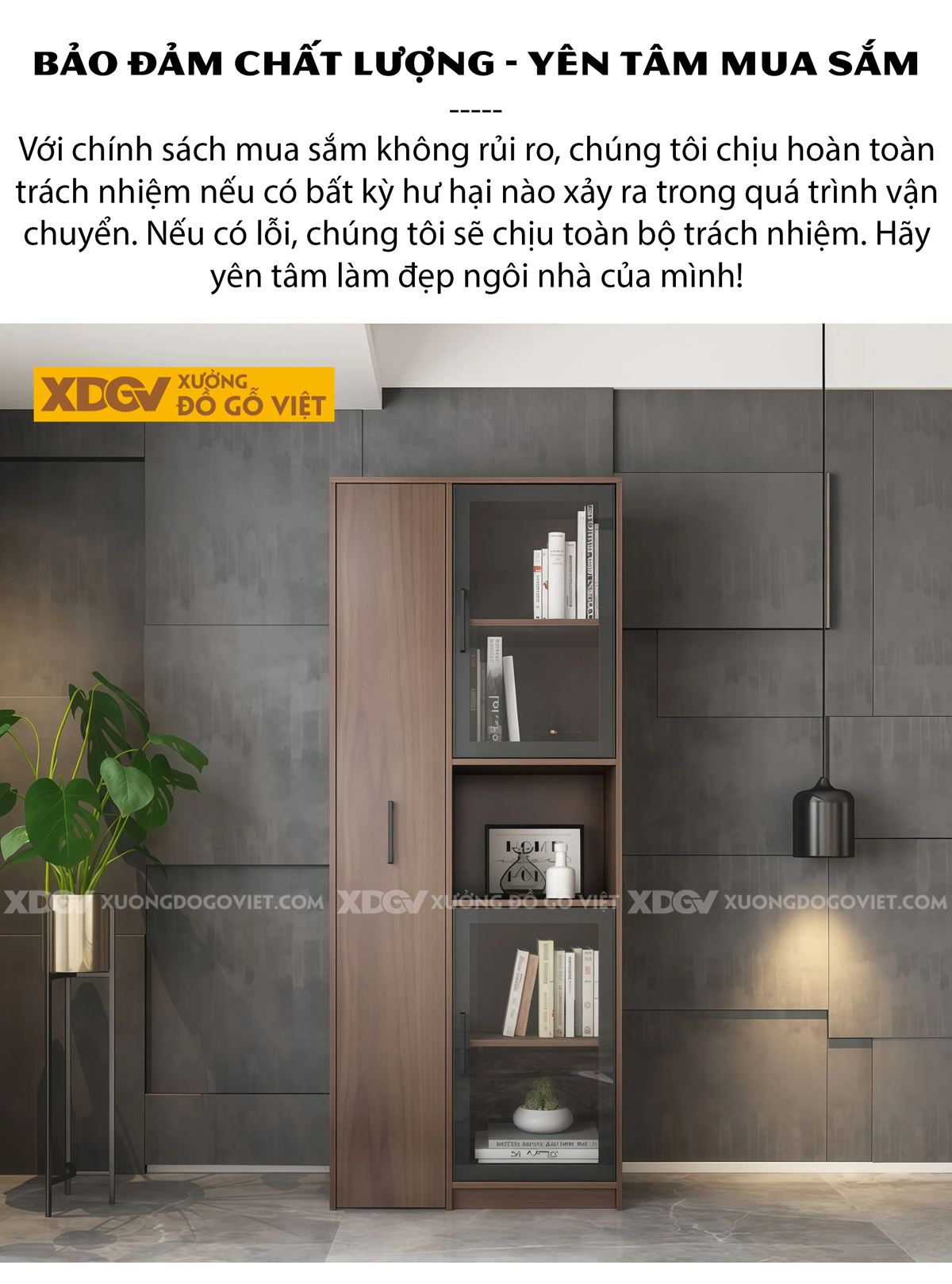 Mẫu Tủ Sách Hiện Đại MDF Thiết Kế Kệ Ẩn Đóng Mở Thông Minh