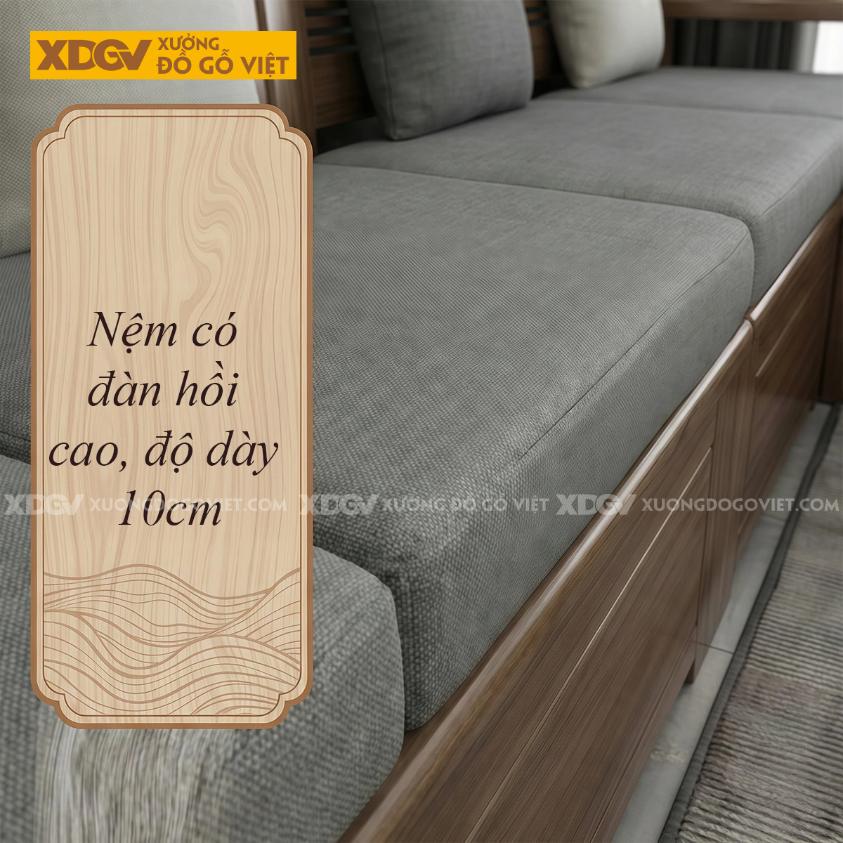 Sofa Gỗ Óc Chó 2 Văng Tay Bo Dày Nguyên Khối Tân Cổ Điển