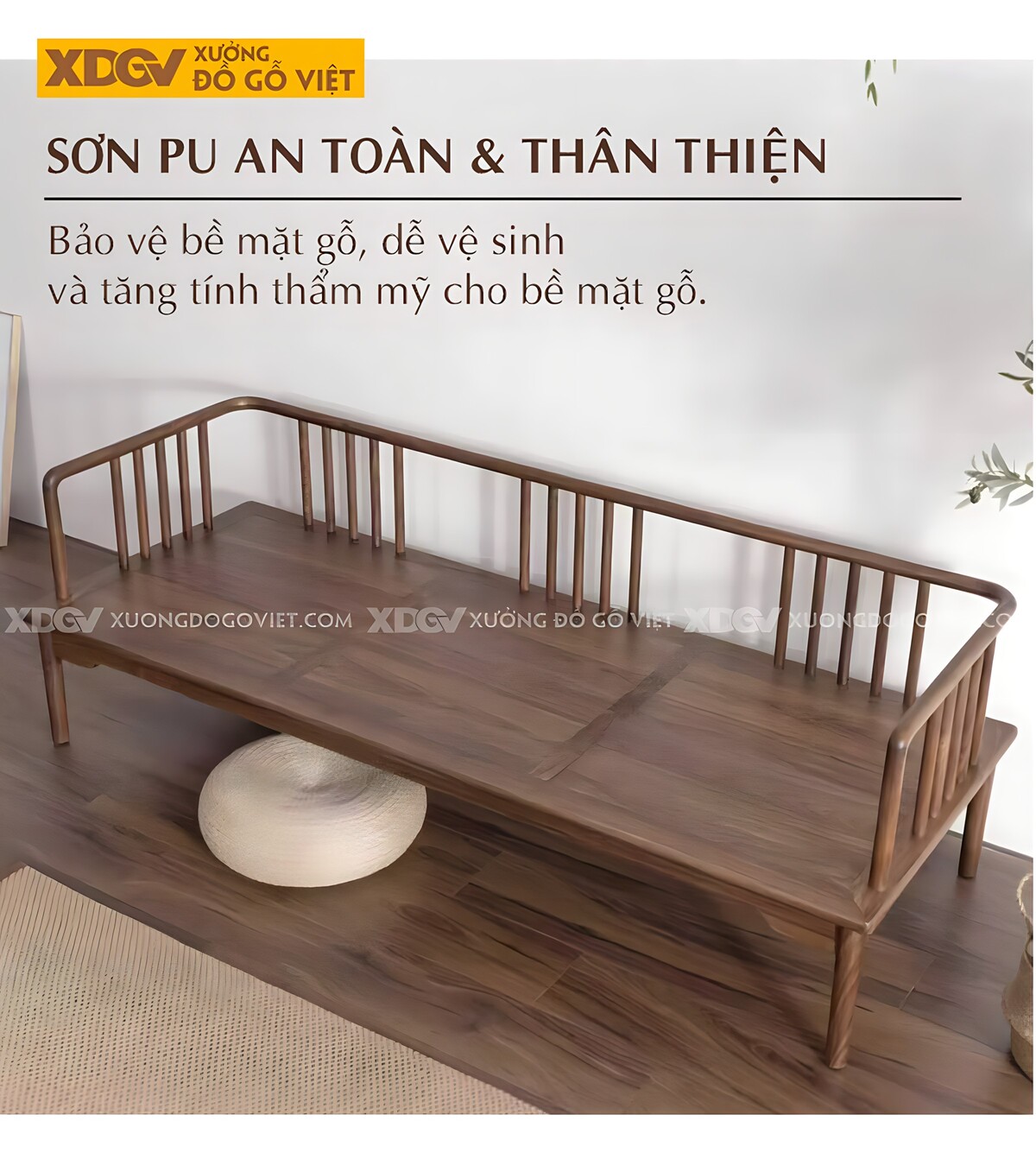 Sofa Gỗ Óc Chó Cao Cấp Thiết Kế Nan Dọc Tân Cổ Điển Á Đông