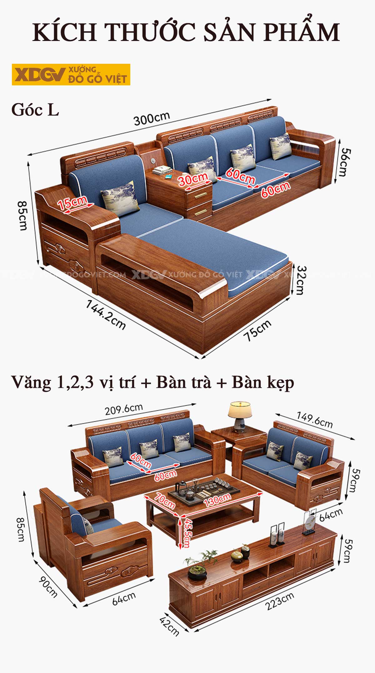 Sofa Gỗ Óc Chó Đẹp Kiểu Tân Cổ Điển Á Đông Dày Dặn Bề Thế