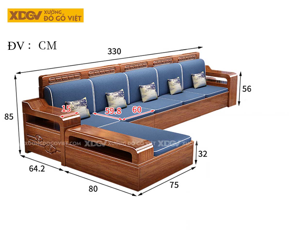 Sofa Gỗ Óc Chó Đẹp Kiểu Tân Cổ Điển Á Đông Dày Dặn Bề Thế