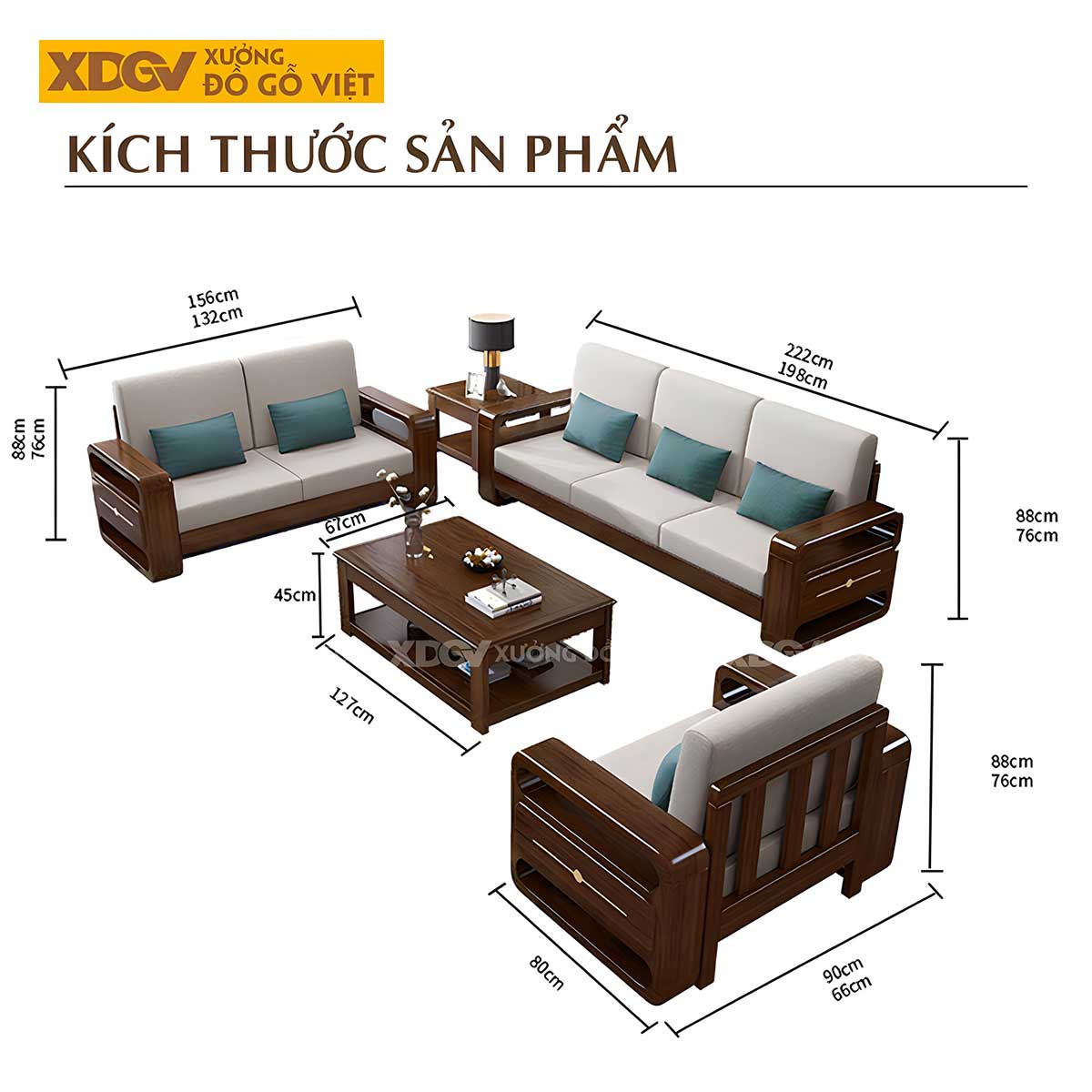 Sofa Gỗ Óc Chó Hiện Đại Á Đông Góc Cạnh Bo Tròn Mềm Mại