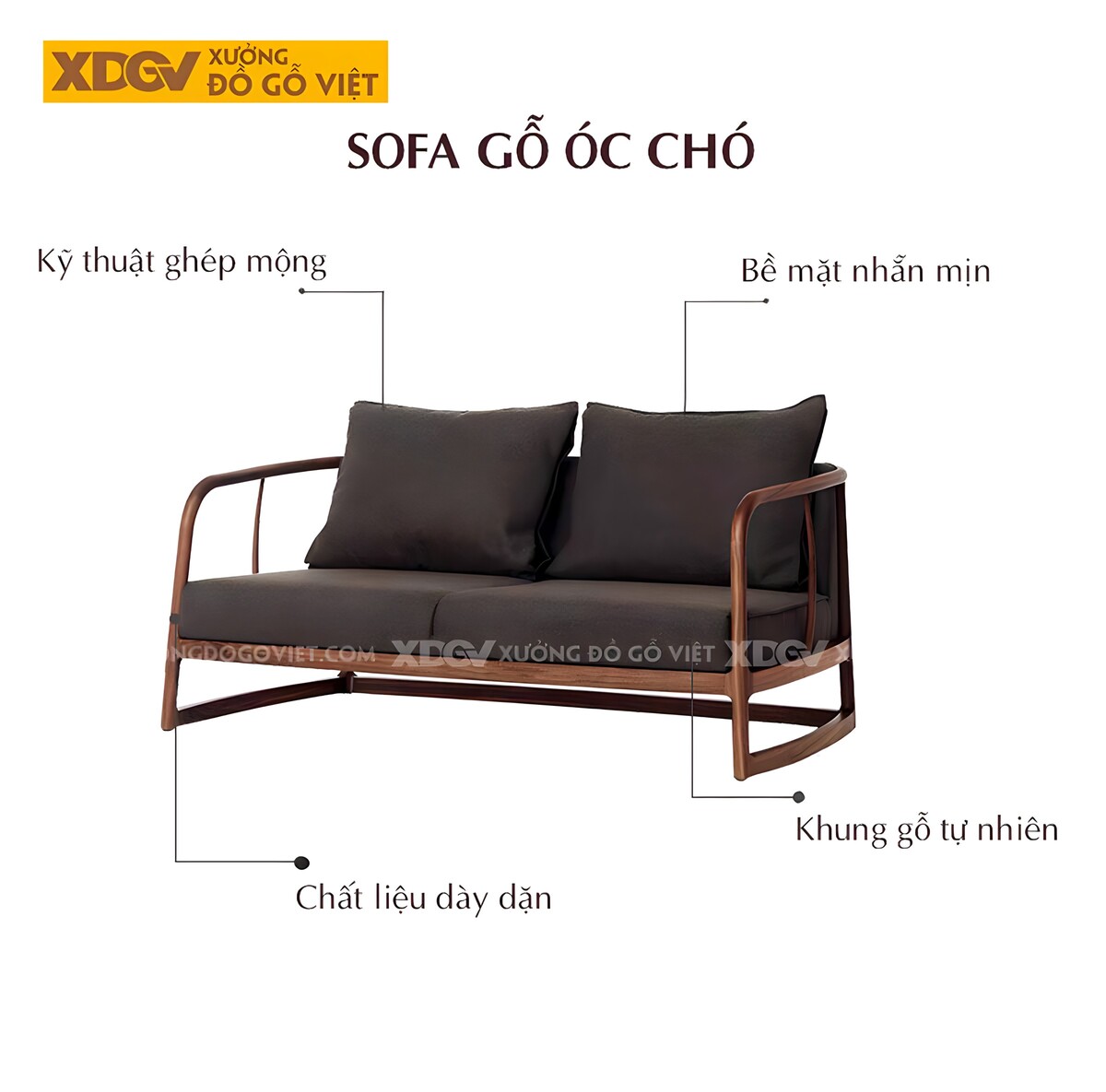 Sofa Gỗ Óc Chó Thiết Kế Hiện Đại Hữu Cơ Tối Giản và Tinh Tế