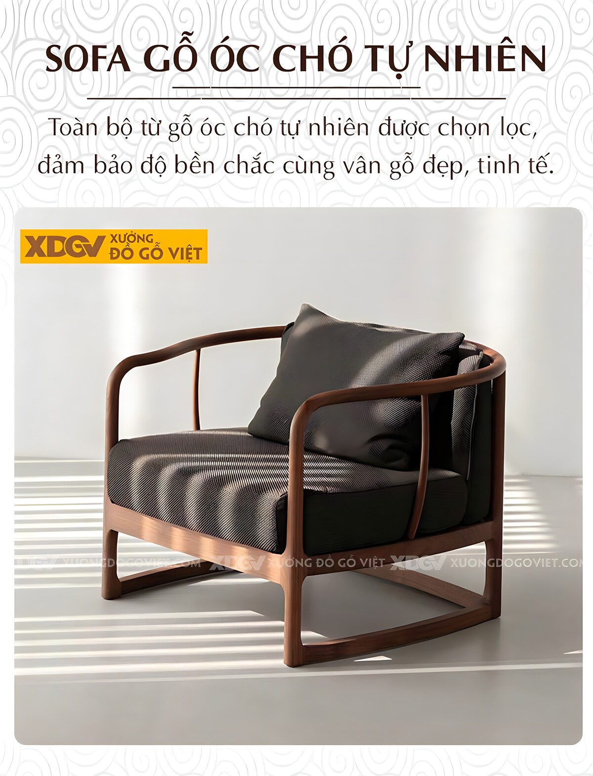 Sofa Gỗ Óc Chó Thiết Kế Hiện Đại Hữu Cơ Tối Giản và Tinh Tế