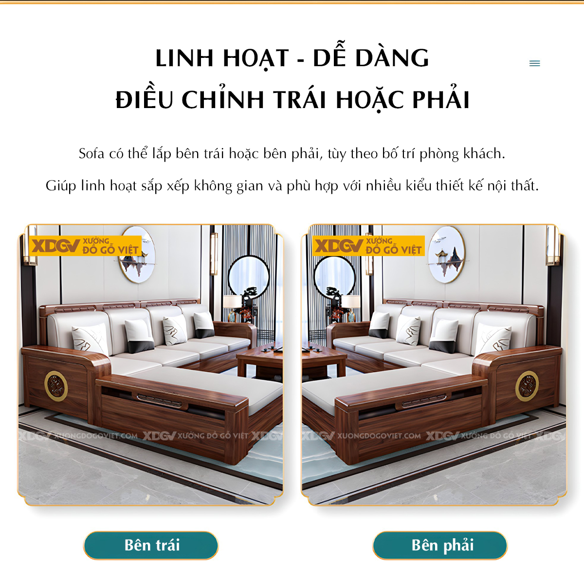 Sofa Gỗ Óc Chó Tự Nhiên Bề Thế Sang Trọng Cho Phòng Khách