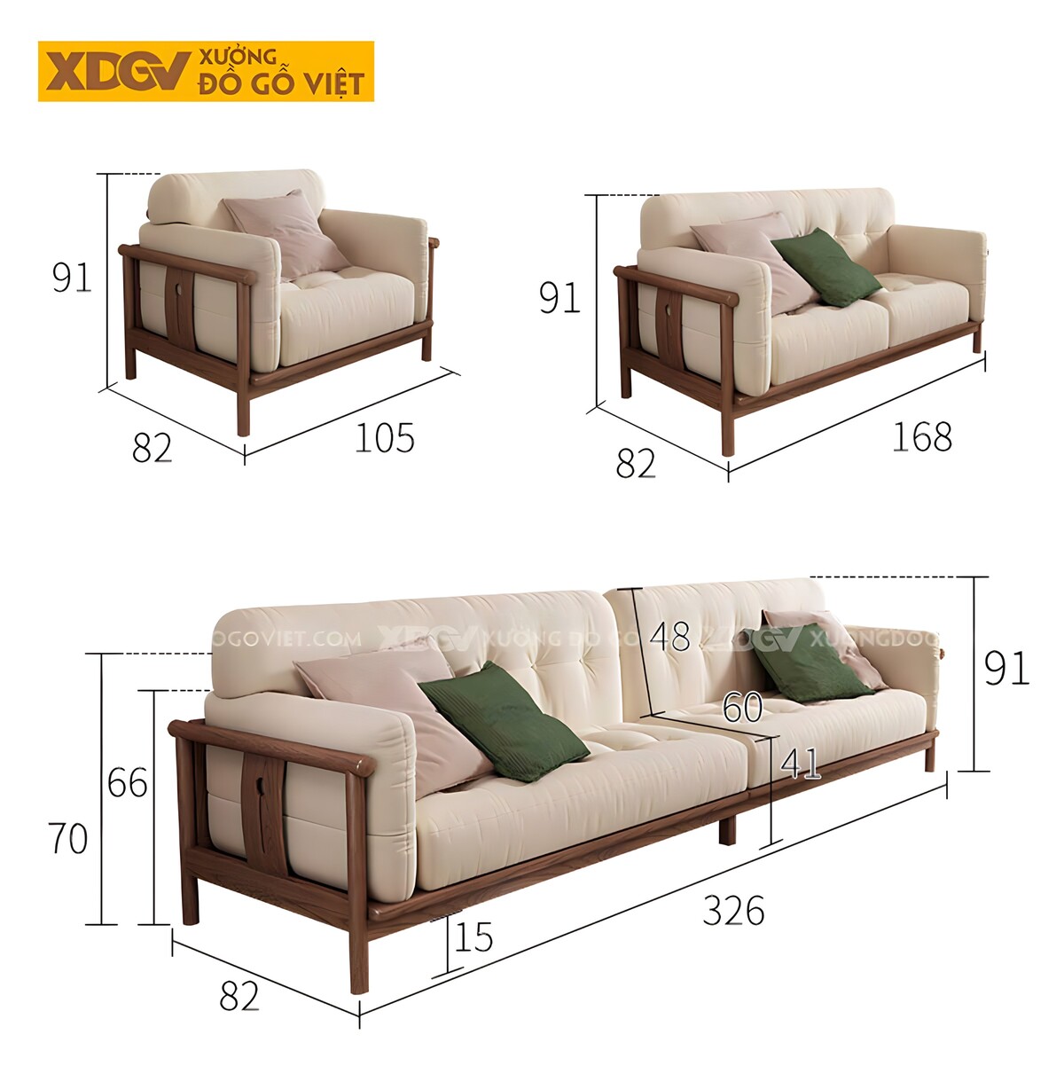 Sofa Óc Chó Hiện Đại Chân Cao Mặt Ngồi Lót Nệm