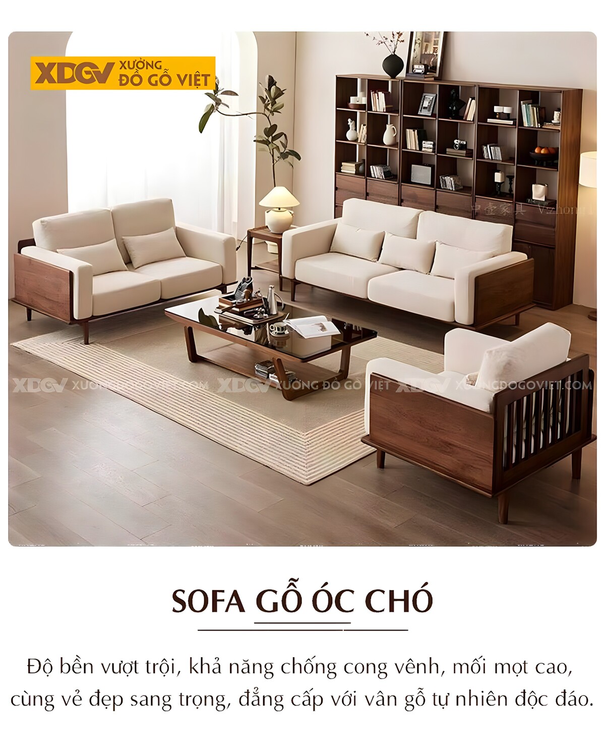 Sofa Phòng Khách Gỗ Óc Chó Kiểu Chân Thon Bắc Âu