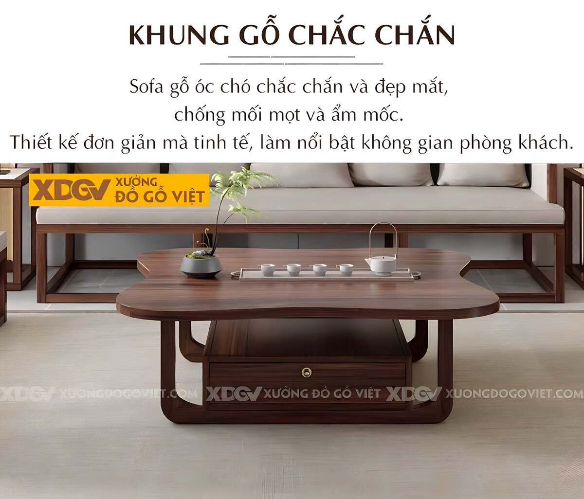 Sofa Walnut Óc Chó Khung Nan Tối Giản