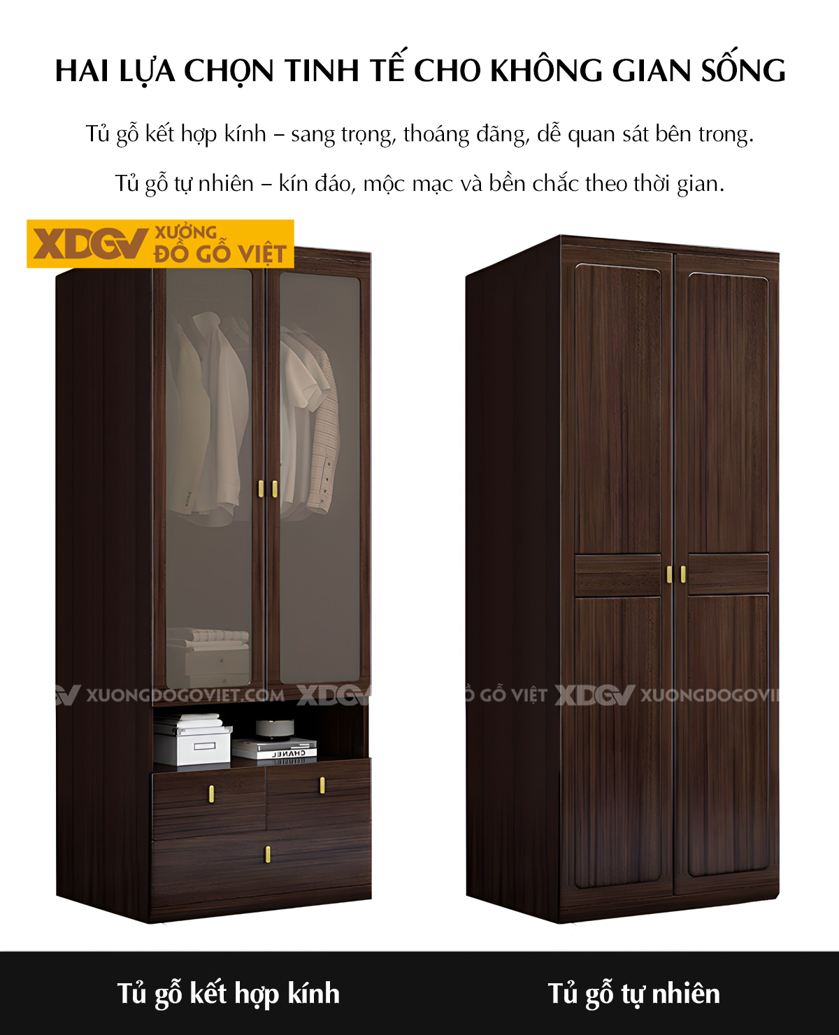 Tủ Áo 4 Cánh Gỗ Lim Khung Pano Bo Góc Tay Nắm Kim Loại Vàng