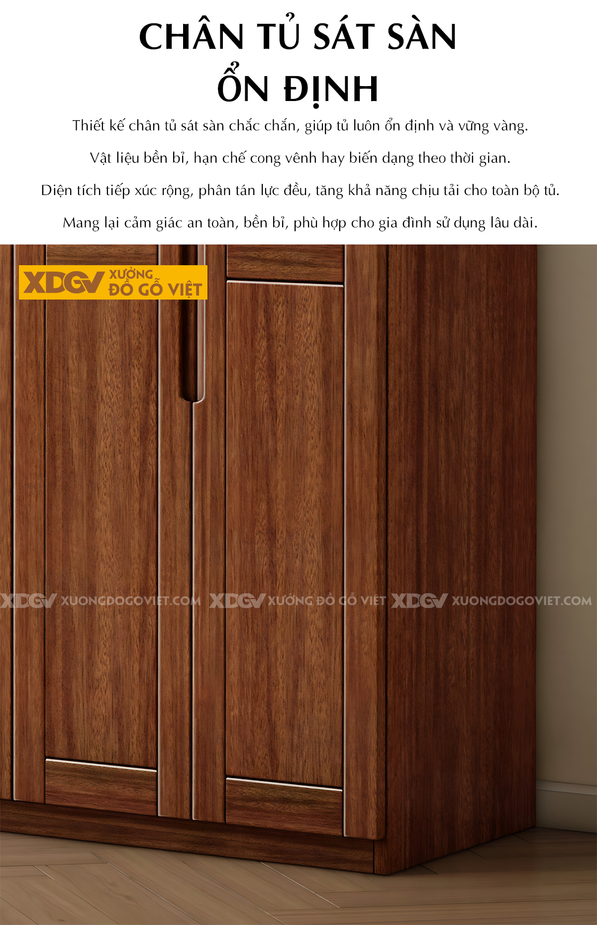 Tủ Áo Gỗ Căm Xe Kịch Trần Tay Âm Kết Hợp Bàn Trang Điểm