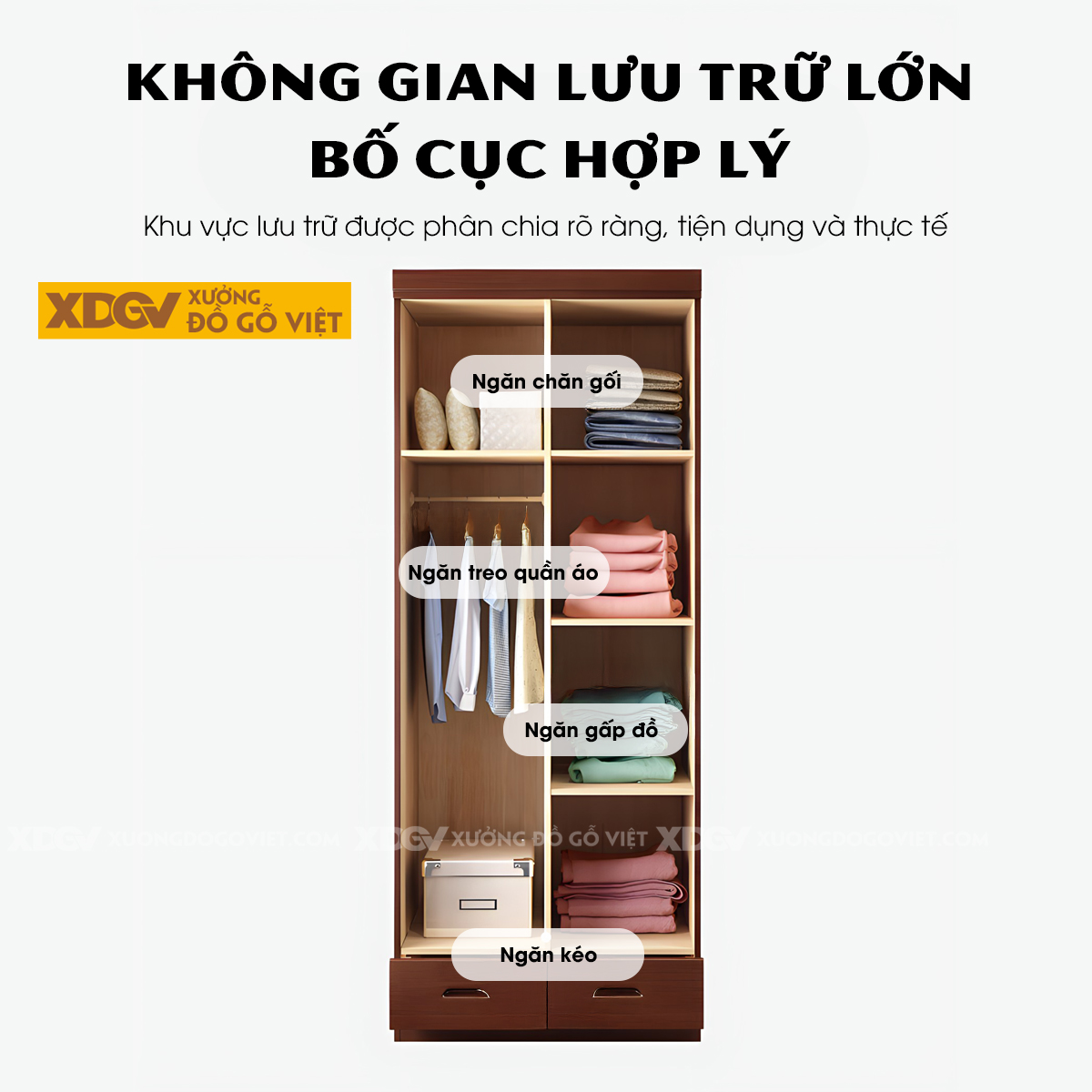 Tủ Áo Gỗ Cao Su Hiện Đại 2 Cánh Pano Tay Nắm Âm Bán Nguyệt