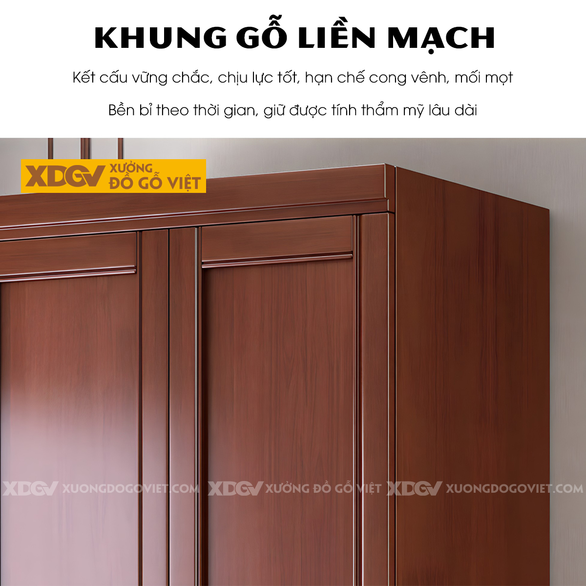 Tủ Áo Gỗ Cao Su Hiện Đại 2 Cánh Pano Tay Nắm Âm Bán Nguyệt