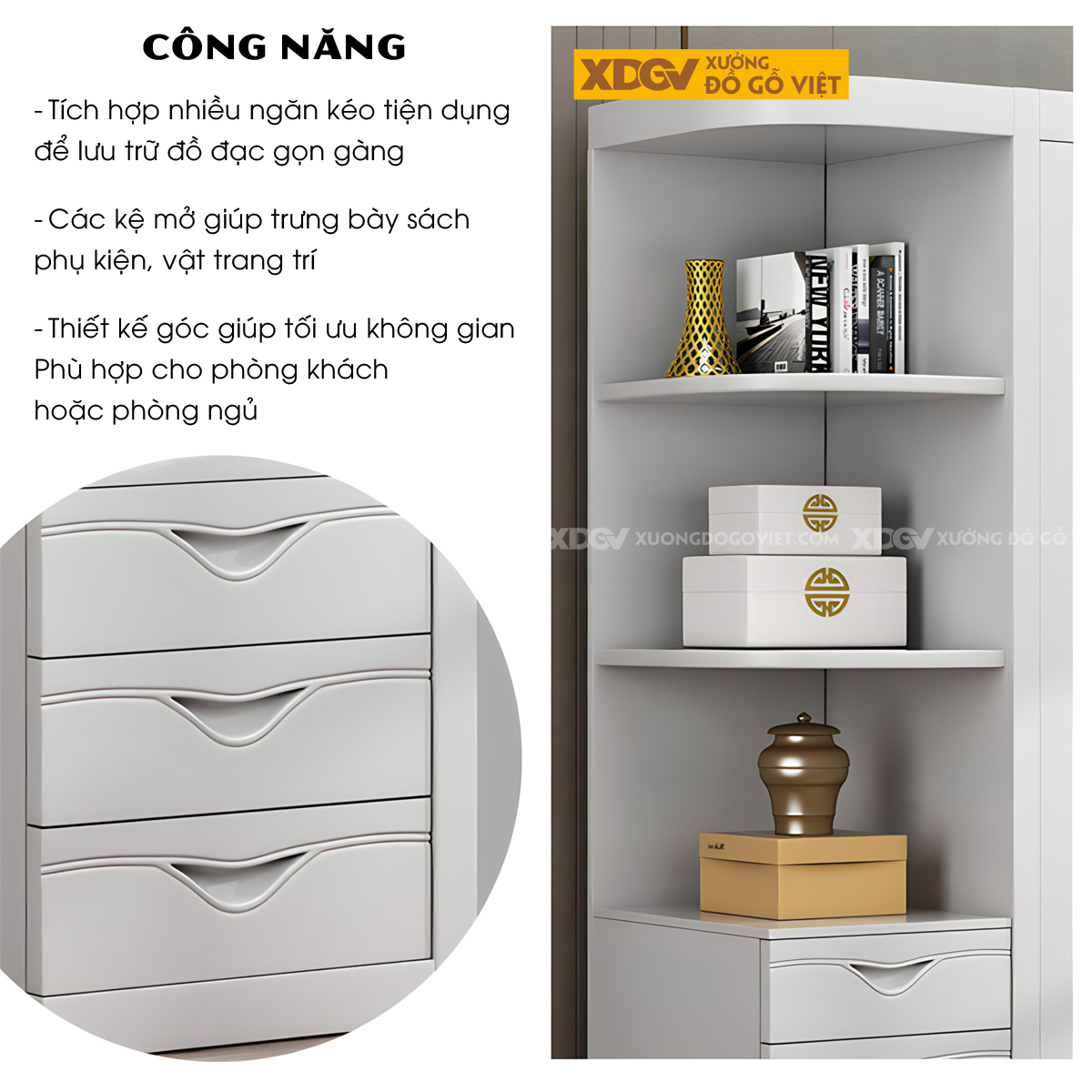 Tủ Áo Gỗ Cao Su Tân Cổ Điển Cánh Pano Soi Rãnh Đối Xứng