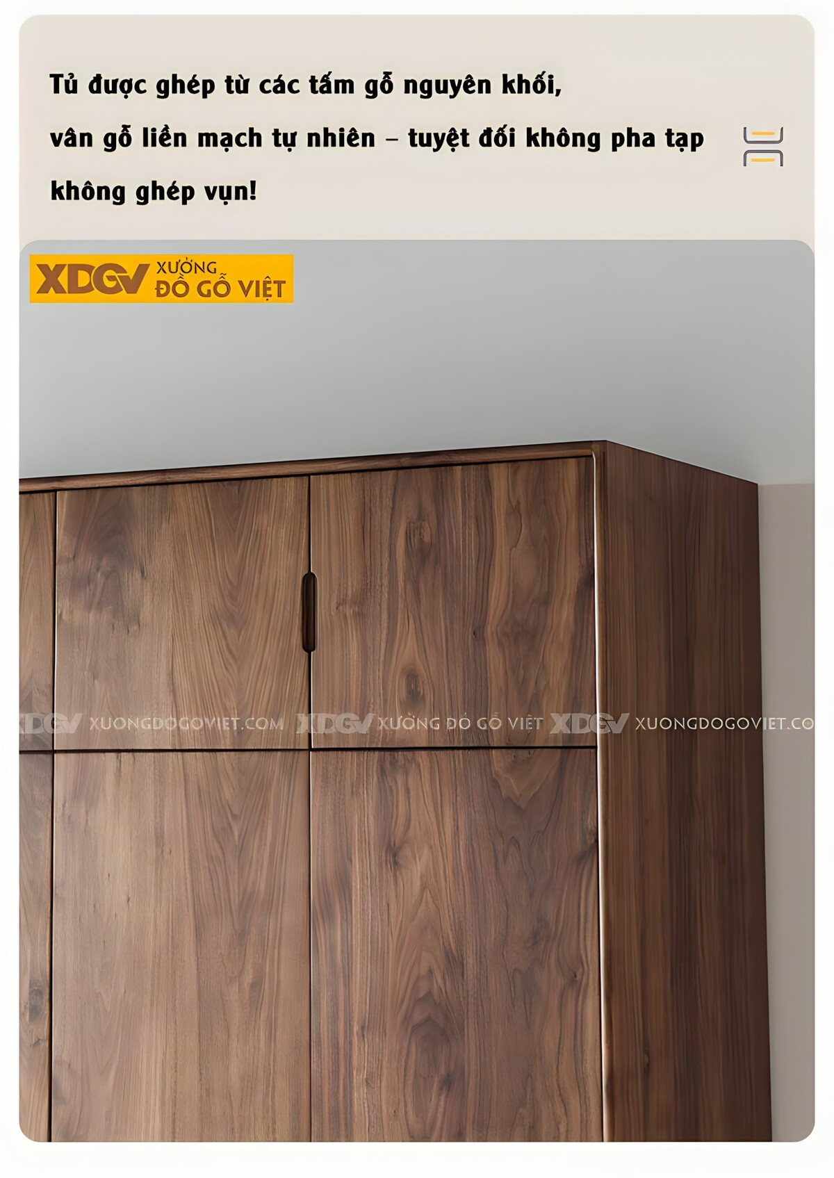 Tủ Áo Gỗ Óc Chó Hiện Đại Đa Năng Nhiều Ngăn Chứa Tay Nắm Âm
