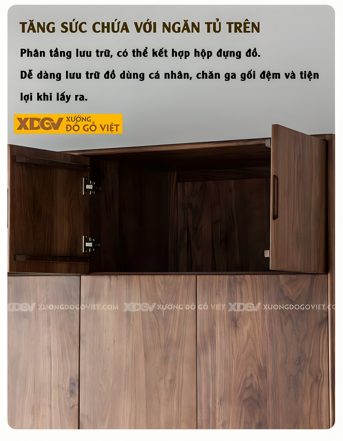 Tủ Áo Gỗ Óc Chó Hiện Đại Đa Năng Nhiều Ngăn Chứa Tay Nắm Âm