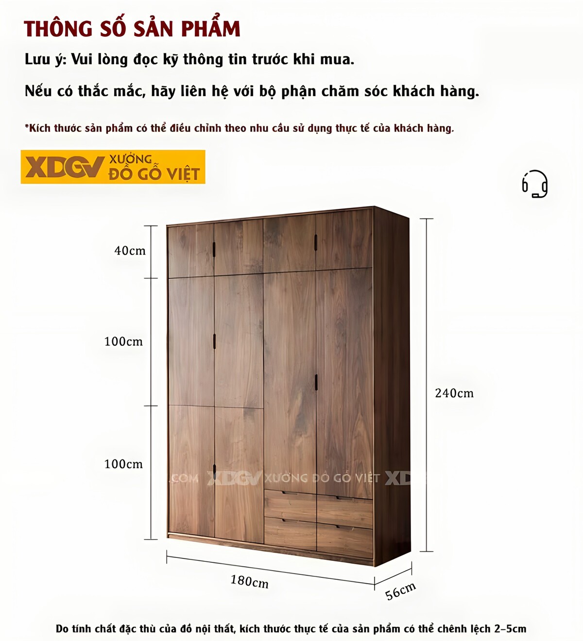 Tủ Áo Gỗ Óc Chó Hiện Đại Đa Năng Nhiều Ngăn Chứa Tay Nắm Âm