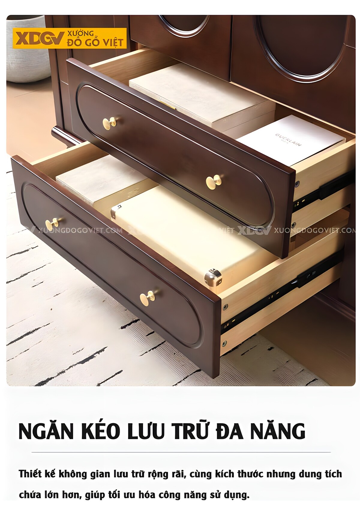 Tủ Áo Gỗ Óc Chó Tân Cổ Điển 4 Cánh Vòm Cong 6 Chân Tiện